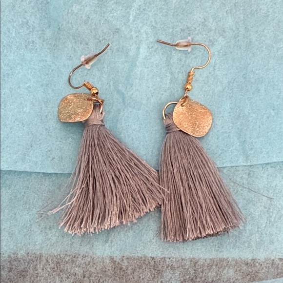 Jewelry - Elegant Gold and Gray Tassel Earrings